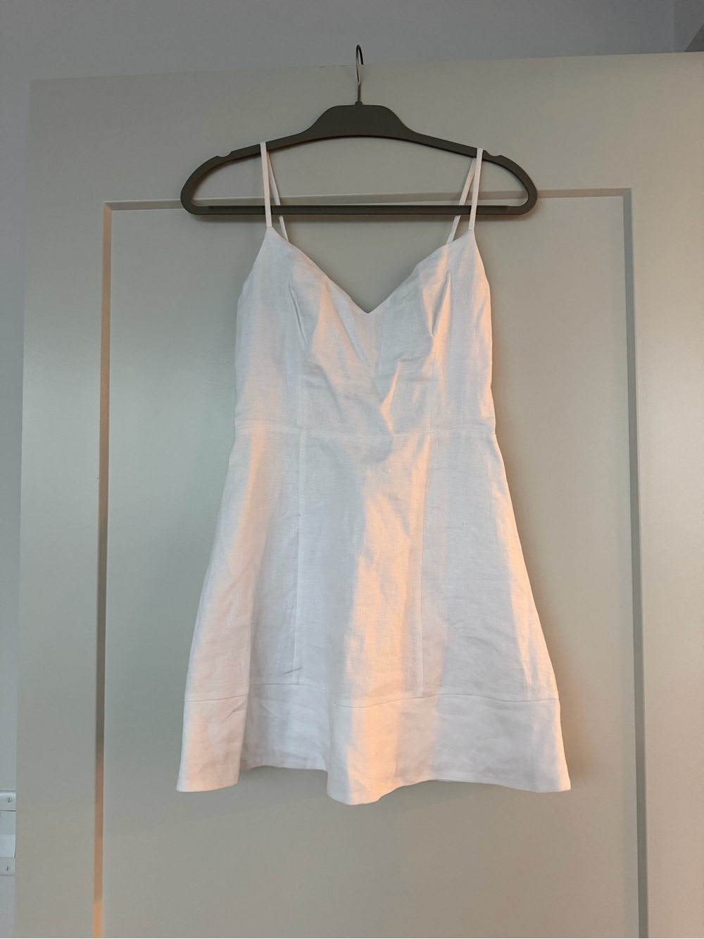 Reformation White Spaghetti-Strap Mini Dress